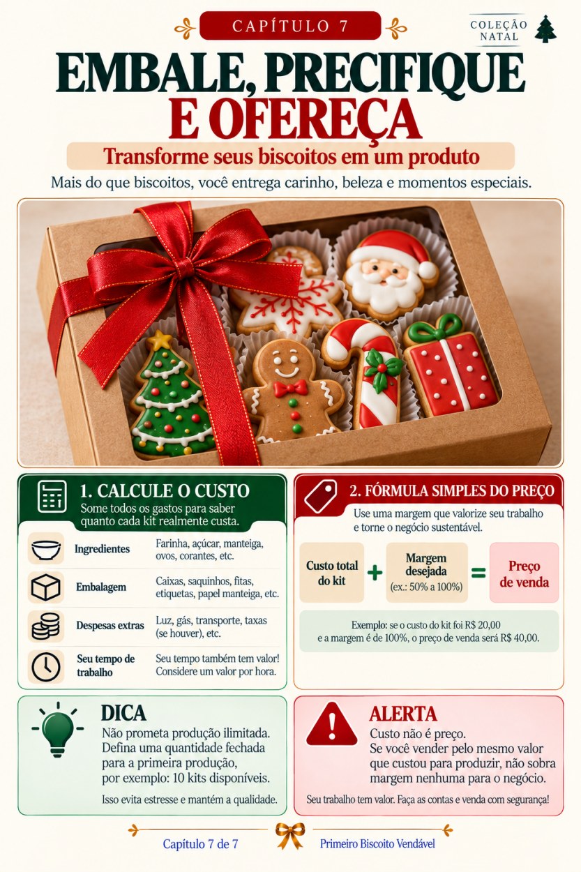 Amostra real da página sobre embalagem, cálculo de custo e preço
